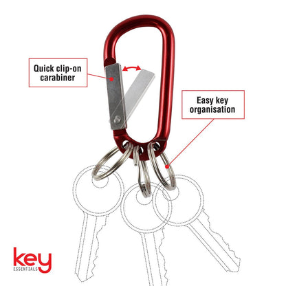 Key Essentials Key Ring Carabiner - 38mm - Steel - Assorted Colours