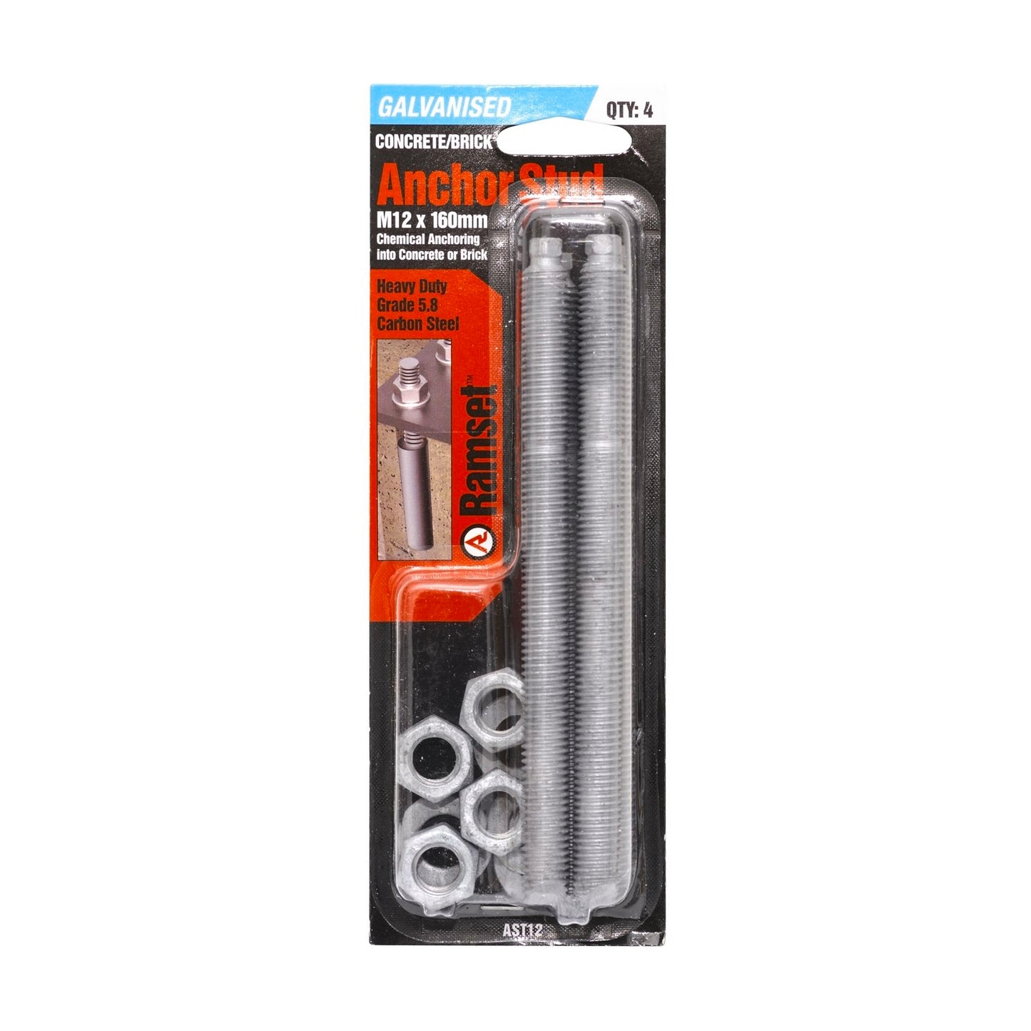 Ramset Anchor Stud - 12 x 160mm - 4 Pack