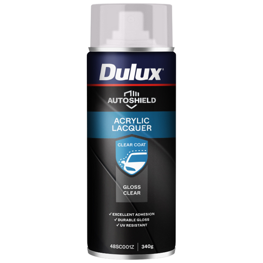 Dulux Autoshield Spray Paint - Gloss Clear Acrylic Lacquer - 340g