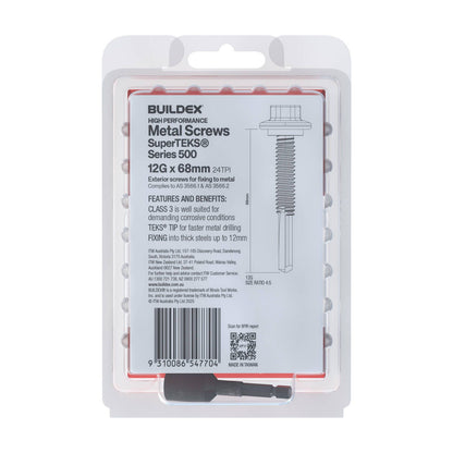 Buildex Galvanised Superteks Screws - 12g x 68mm - 50 Pack