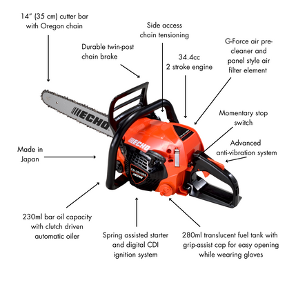 Echo Petrol Chainsaw - 350mm - 34.4cc