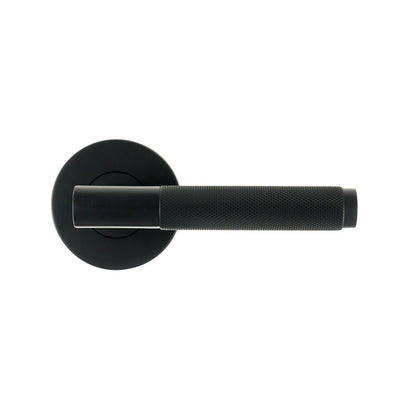 Ikonic Black Matte Knurled Privacy Lever Set
