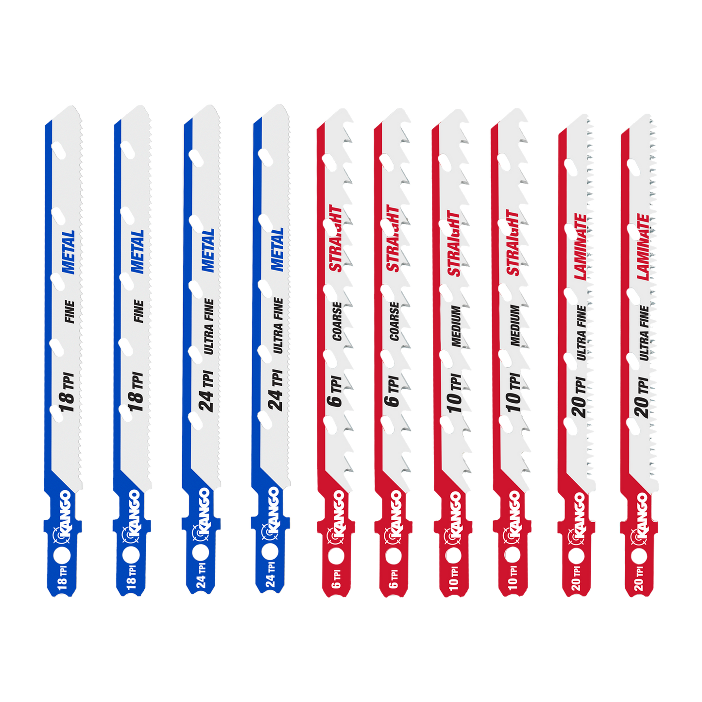Kango All Purpose Jigsaw Blade Set - 10 Piece - 102 x 13 x 124mm