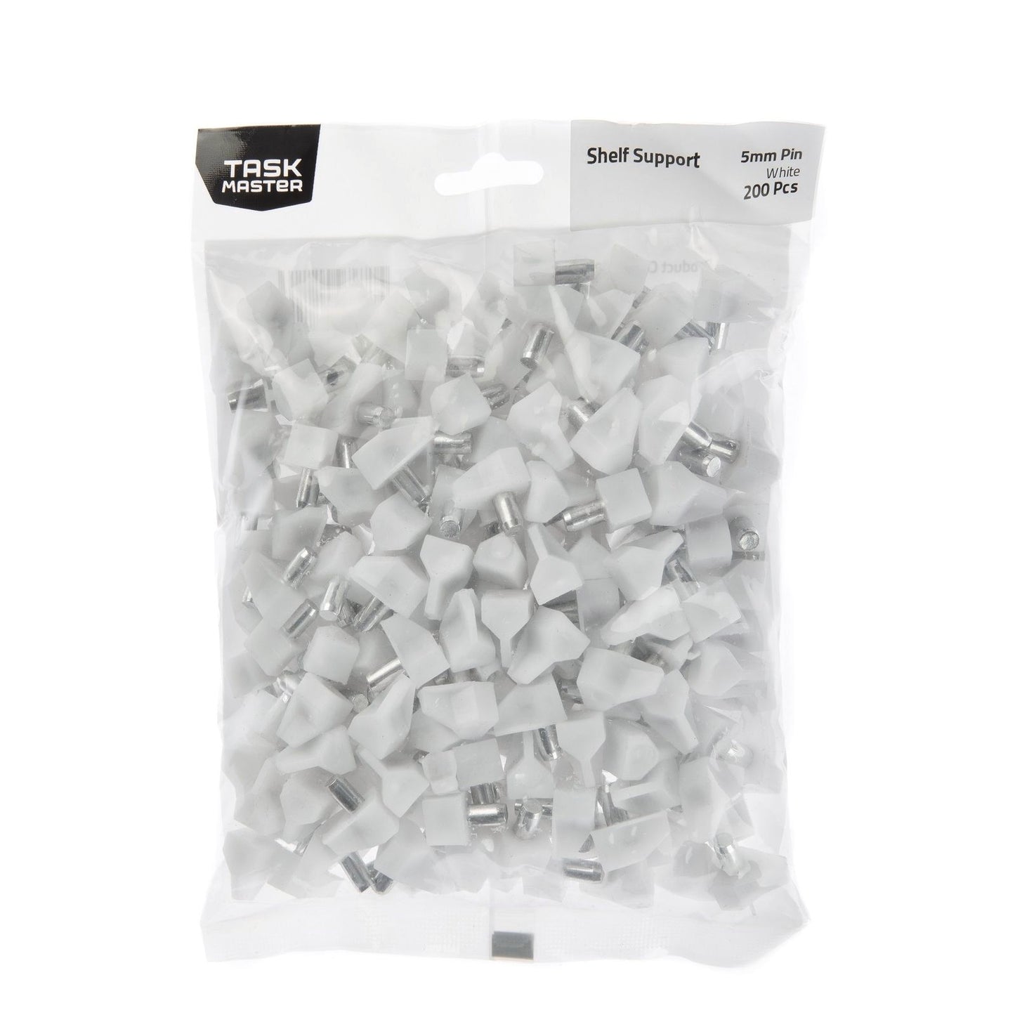 Taskmaster Plastic Shelf Support - 5mm Pin - White - 200pcs