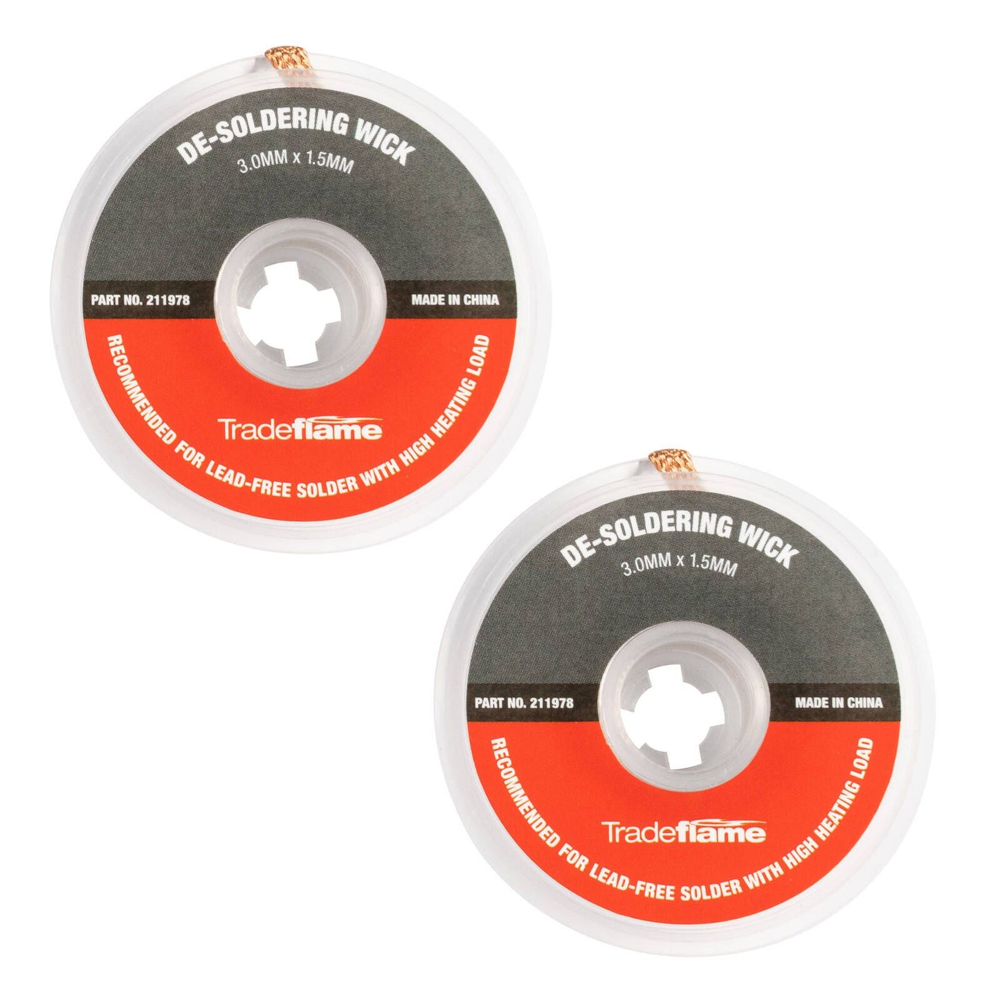 Tradeflame De-Soldering Wick - 3.0mm x 1.5m - 2 Pack