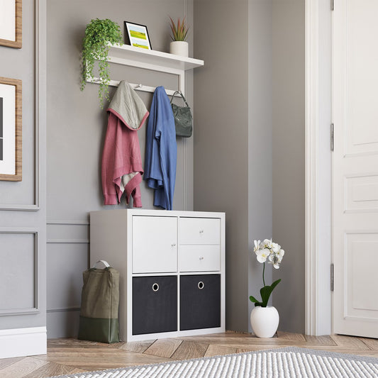 Flexi Storage Coat Shelf with Hooks - 760mm x 210mm - White