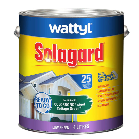 Wattyl Solagard Exterior Paint - 4L - Cottage Green - Low Sheen