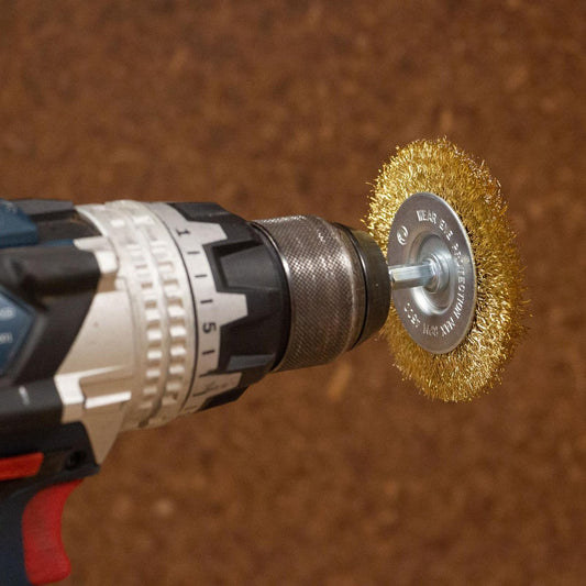Josco 100mm Wheel Brush - Brass Coated Steel - Rust Removal Tool