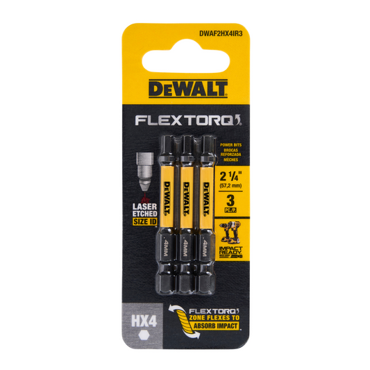 Dewalt Flextorq Screwdriver Bit 57mm HEX4 3 Pack