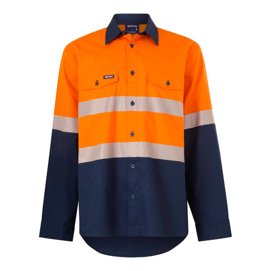 Citeco Long Sleeve Taped Shirt Hi Vis - Size L - Orange/Navy