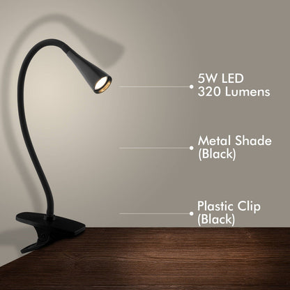 Verve Design Black LED Dale Clip Lamp - 23.5cm