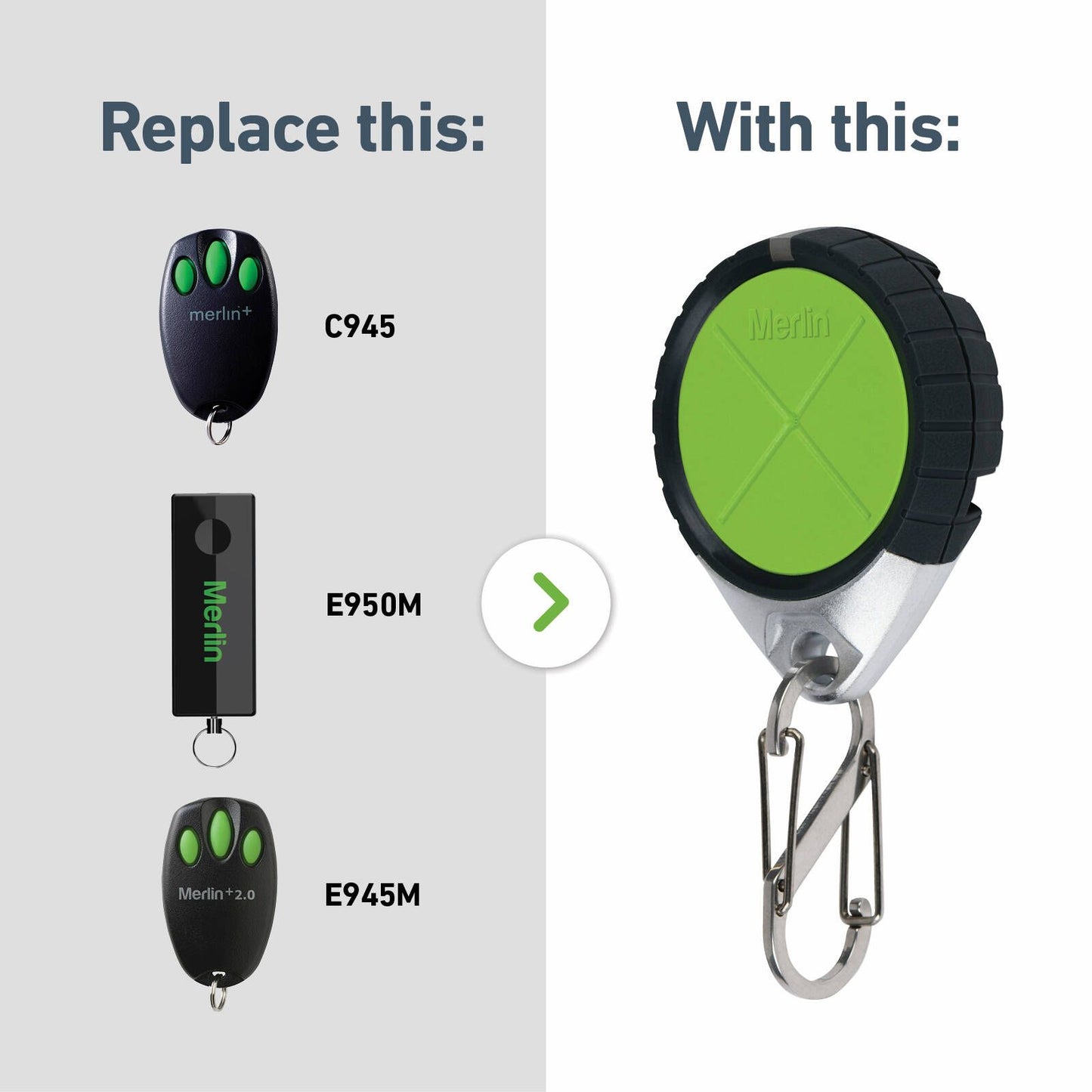 Merlin E985M Garage Door Remote - 4 Button - 46 x 57mm
