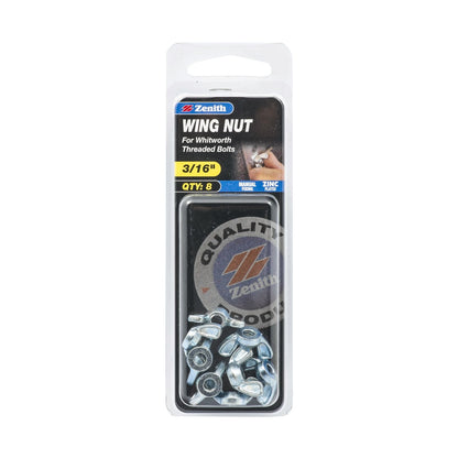 Zenith Wing Nuts For Whitworth Threaded Bolts - 3/16" - 8 Pack