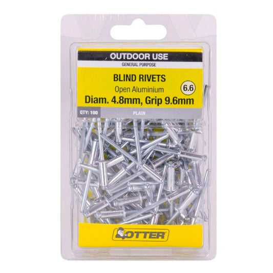 Otter Open Aluminium Blind Rivets - 8 x 9.6mm - 100 Pack