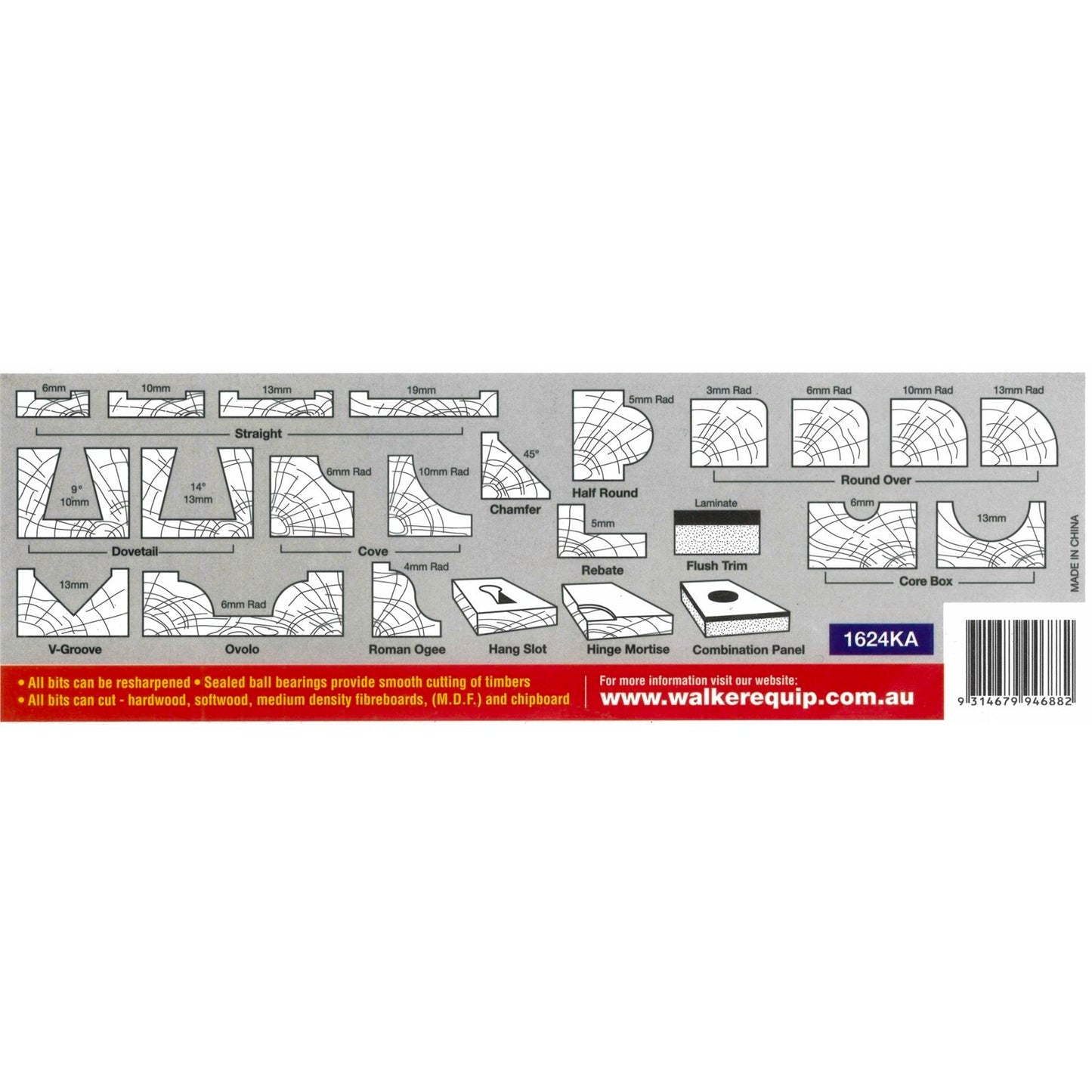 Ultra Router Bit Set - 6.4mm - 24 Piece