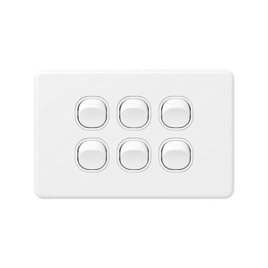 Deta X6 White Six Switch - 6 Gang