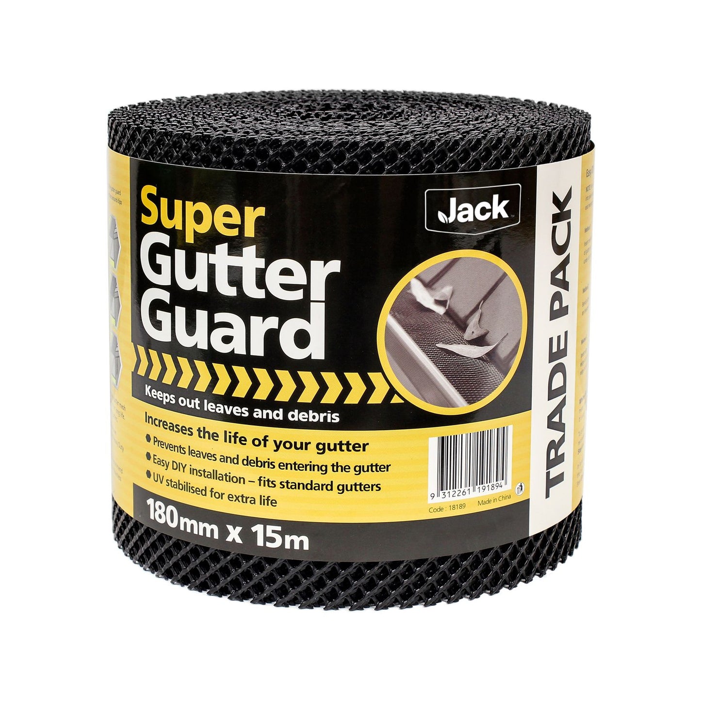 Jack Plastic Super Gutter Guard - 180 x 15m - Black