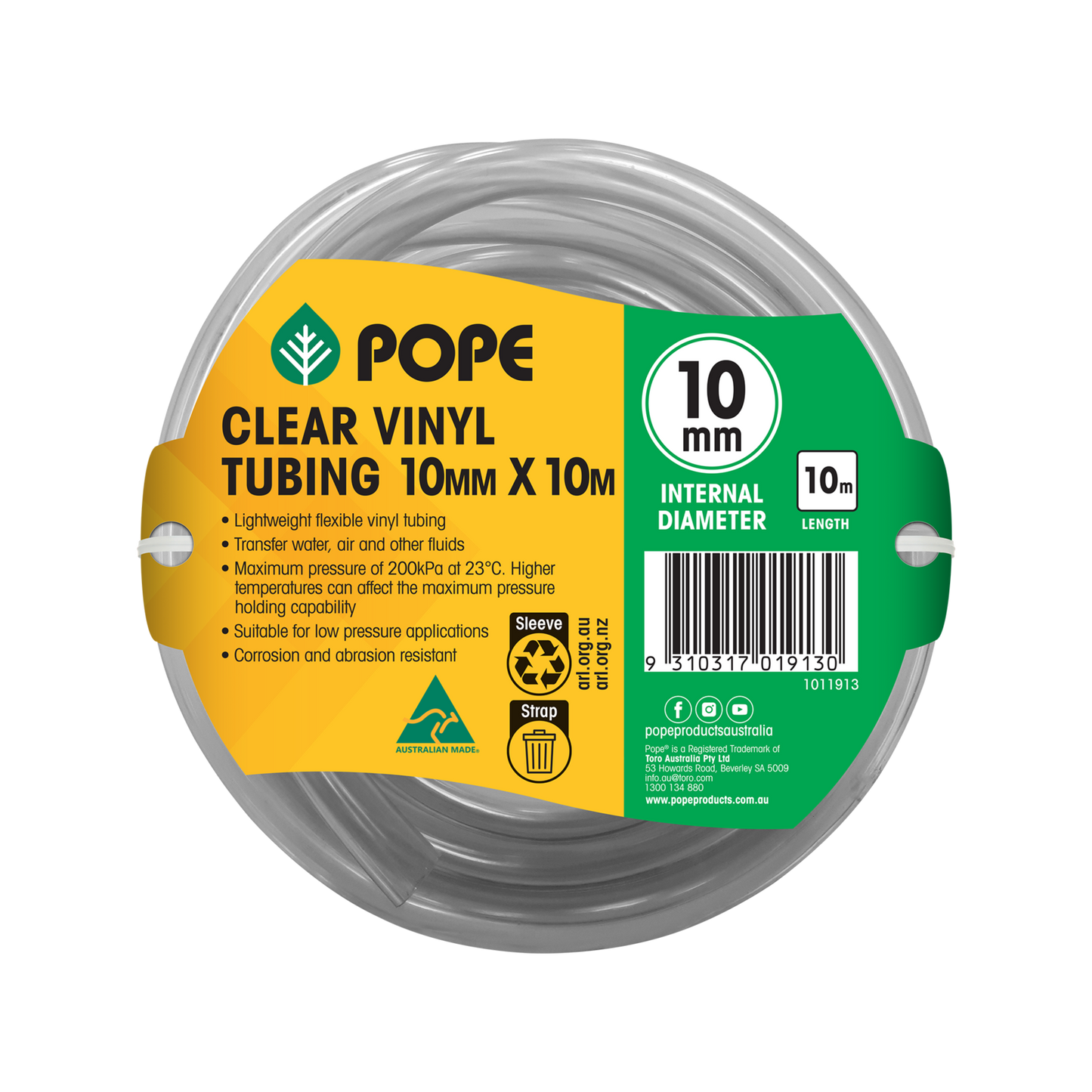 Pope Clear Vinyl Tubing - 10mm x 10m
