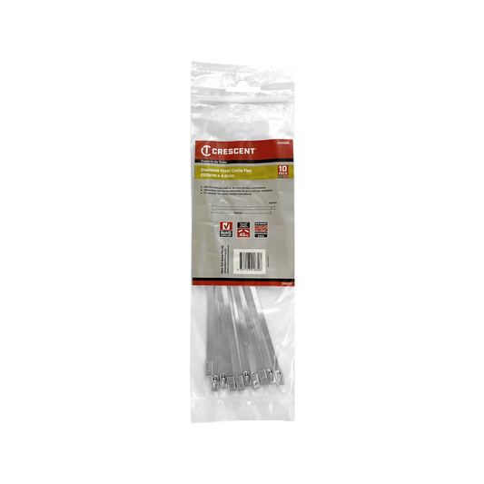 Crescent Stainless Steel Cable Ties - 200 x 4.6mm - 10 Pack