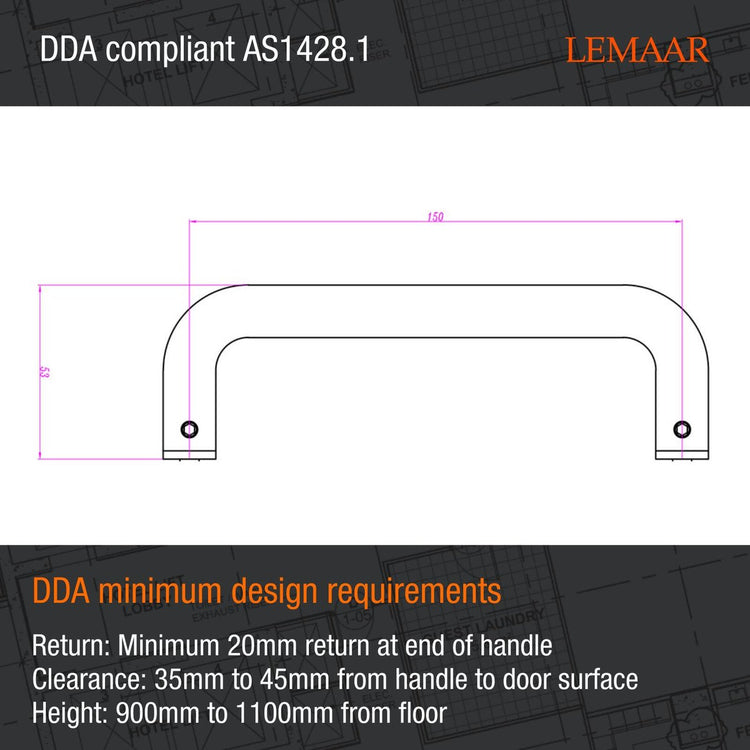 Lemaar 150 x 16mm Satin Stainless Steel Back to Back D Pull