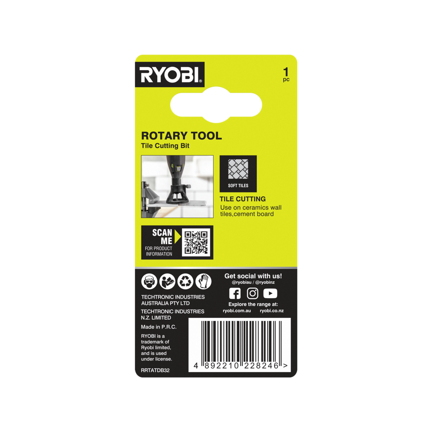 Ryobi Rotary Tool Tile Cutting Bit 3.2mm - 1pc
