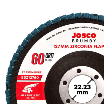 Josco 125mm 60 Grit Abrasive Flap Disc Zirconia Fast Grinding