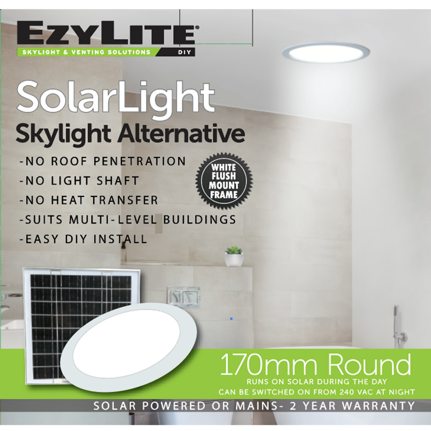 Ezylite Round Hybrid Skylight Alternative - 170mm
