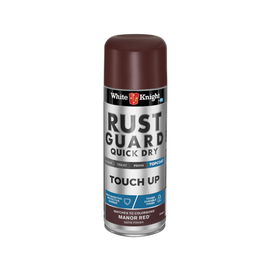 White Knight Rust Guard Quick Dry Touch Up Spray Paint -Manor Red Satin Finish 300g