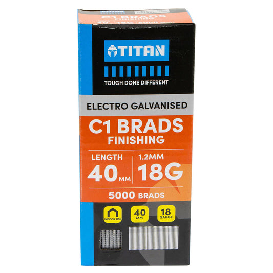 Titan Electro Galvanised Straight Collated Nail C1 Brads - 40 x 1.25mm - 5000 Pack