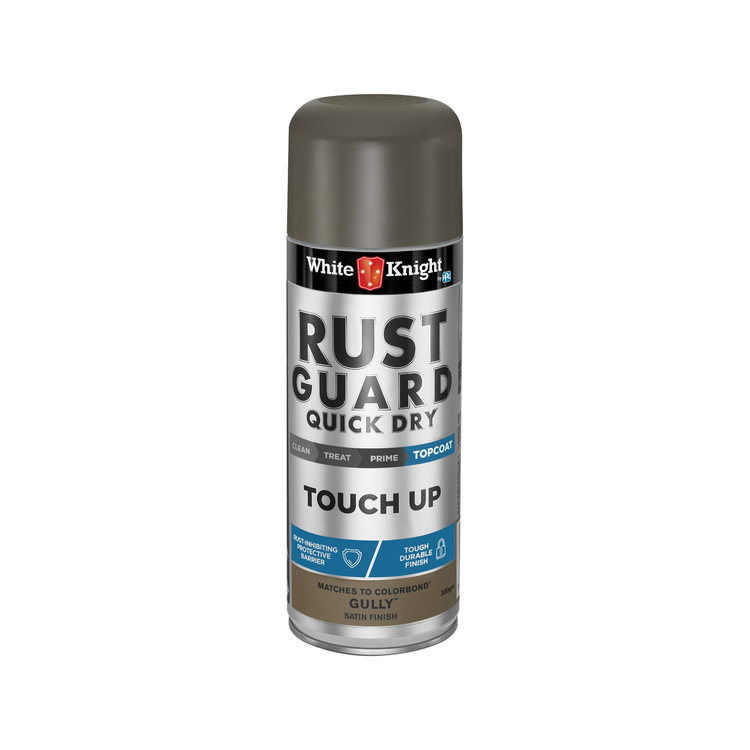 White Knight Rust Guard Quick Dry Touch Up Spray Paint - Gully Satin Finish 300g