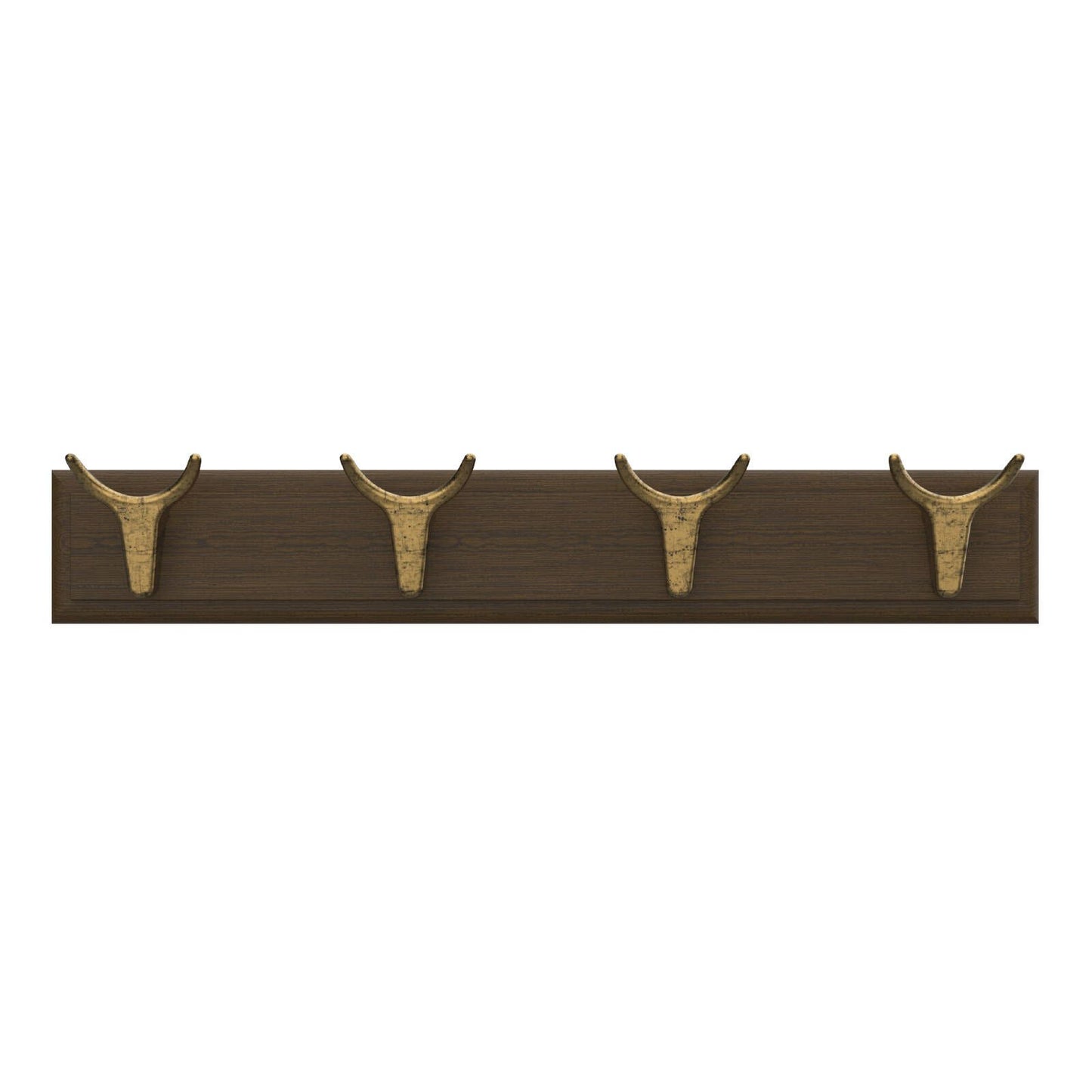 Mode Brass Cow Hooks on Oak Board Hook Rack - 450mm