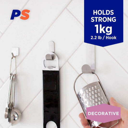 Permastik Medium Steel Metal Hooks Holds 1kg 3 Pack