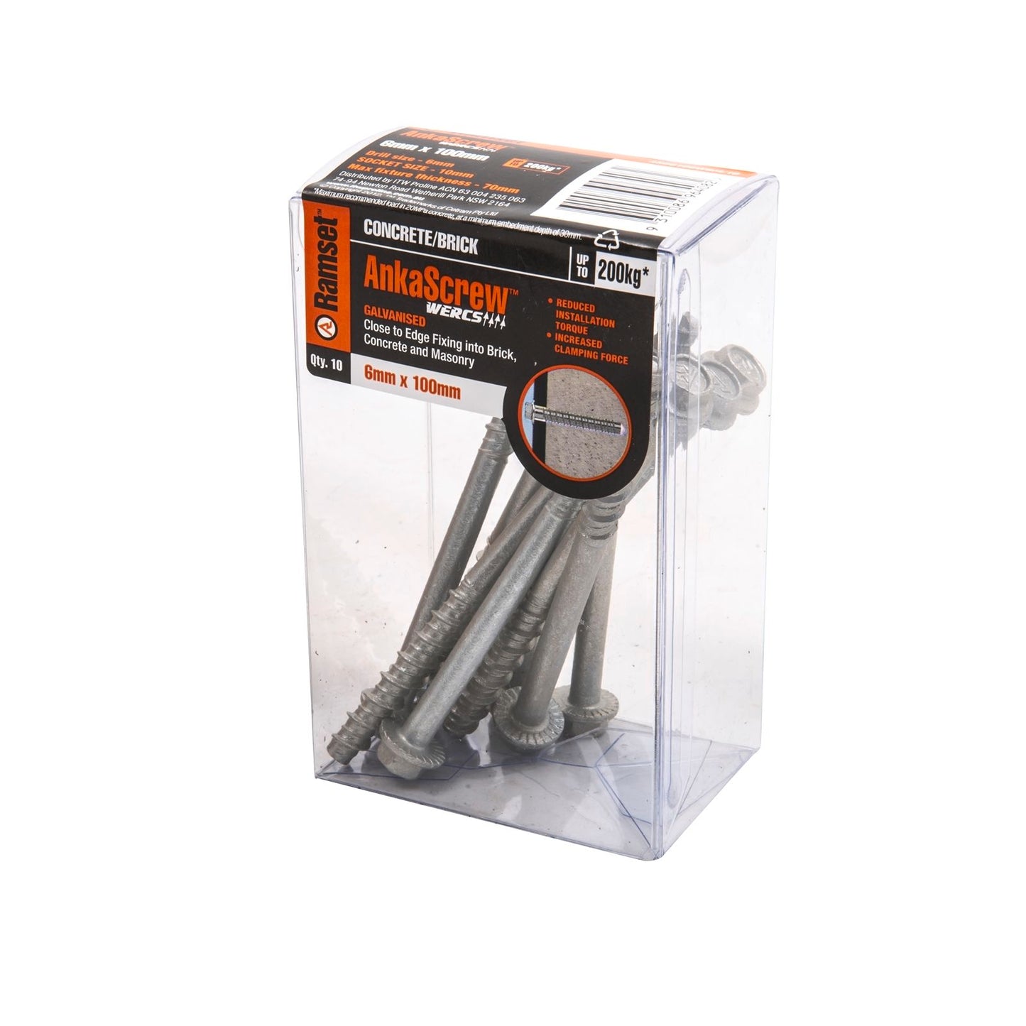 Ramset Ankascrew Concrete/ Brick - 6 x 100mm - 10 Pack