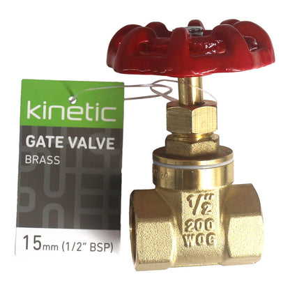 Kinetic Brass Universal Thread Gate Valve - 15mm