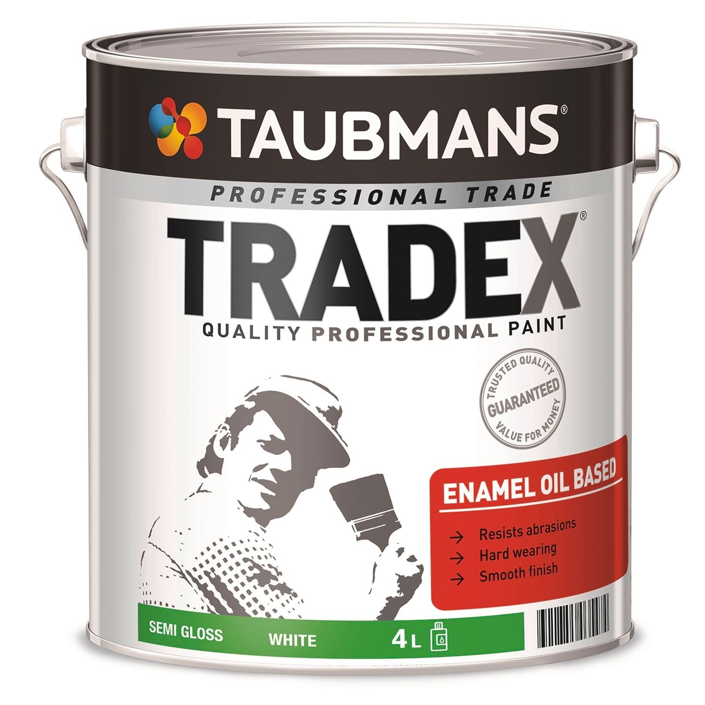 Taubmans Tradex Semi Gloss White Enamel Oil Based Paint - 4L