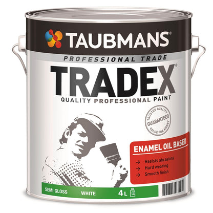 Taubmans Tradex Semi Gloss White Enamel Oil Based Paint - 4L