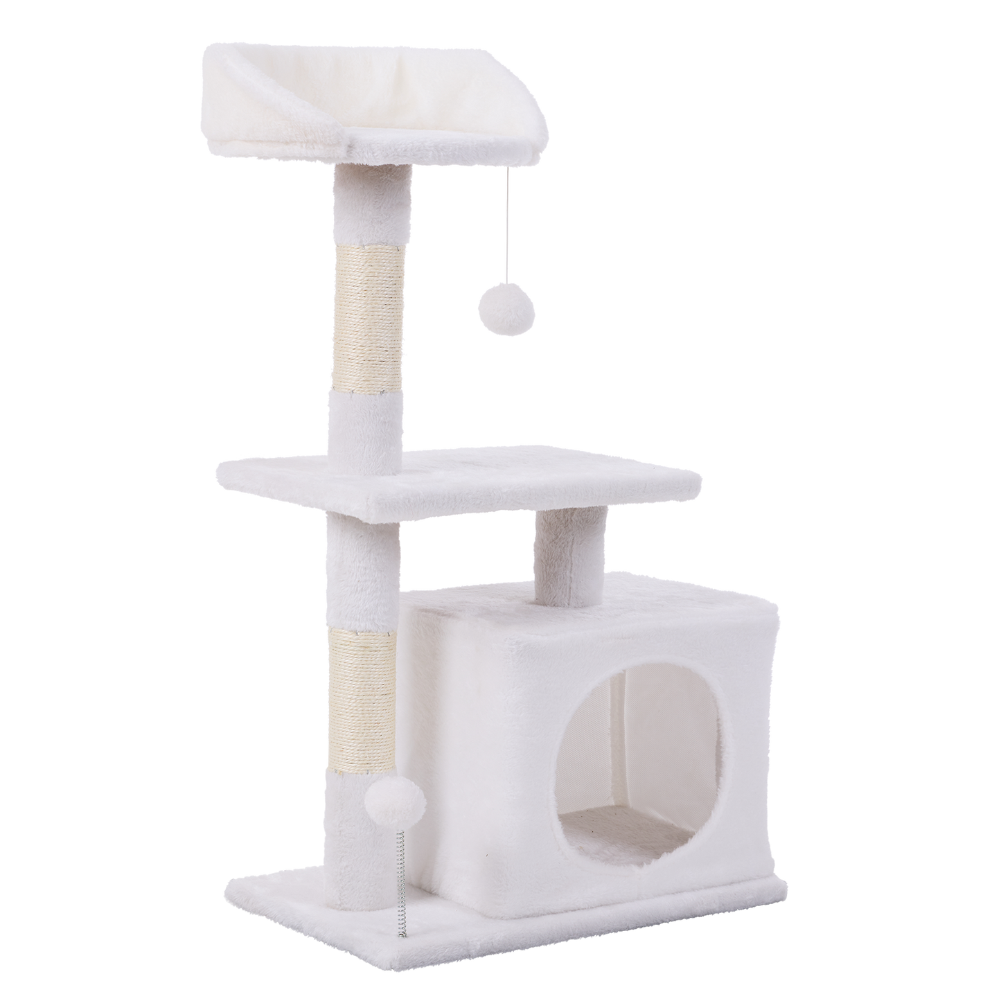 Happy Tails 2 Tier Cat Playhouse Tower - 86cm
