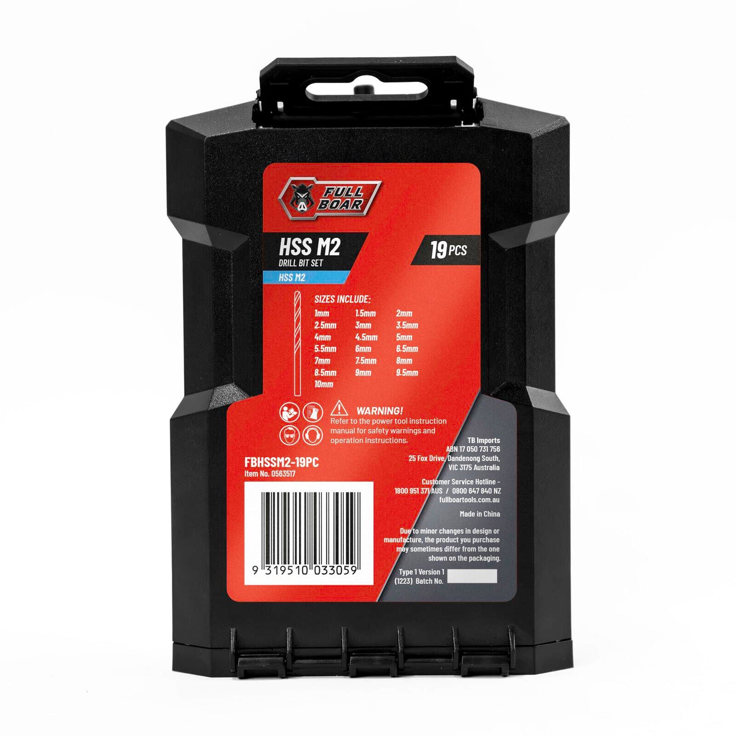 Full Boar HSS M2 Drill Bit Set - 19 Piece