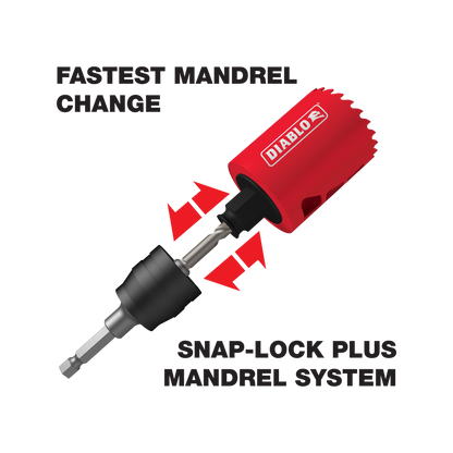 Diablo 3/8 Snap Lock Plus Mandrel System - 60mm Cutting Depth - 3/8” Hex Shank