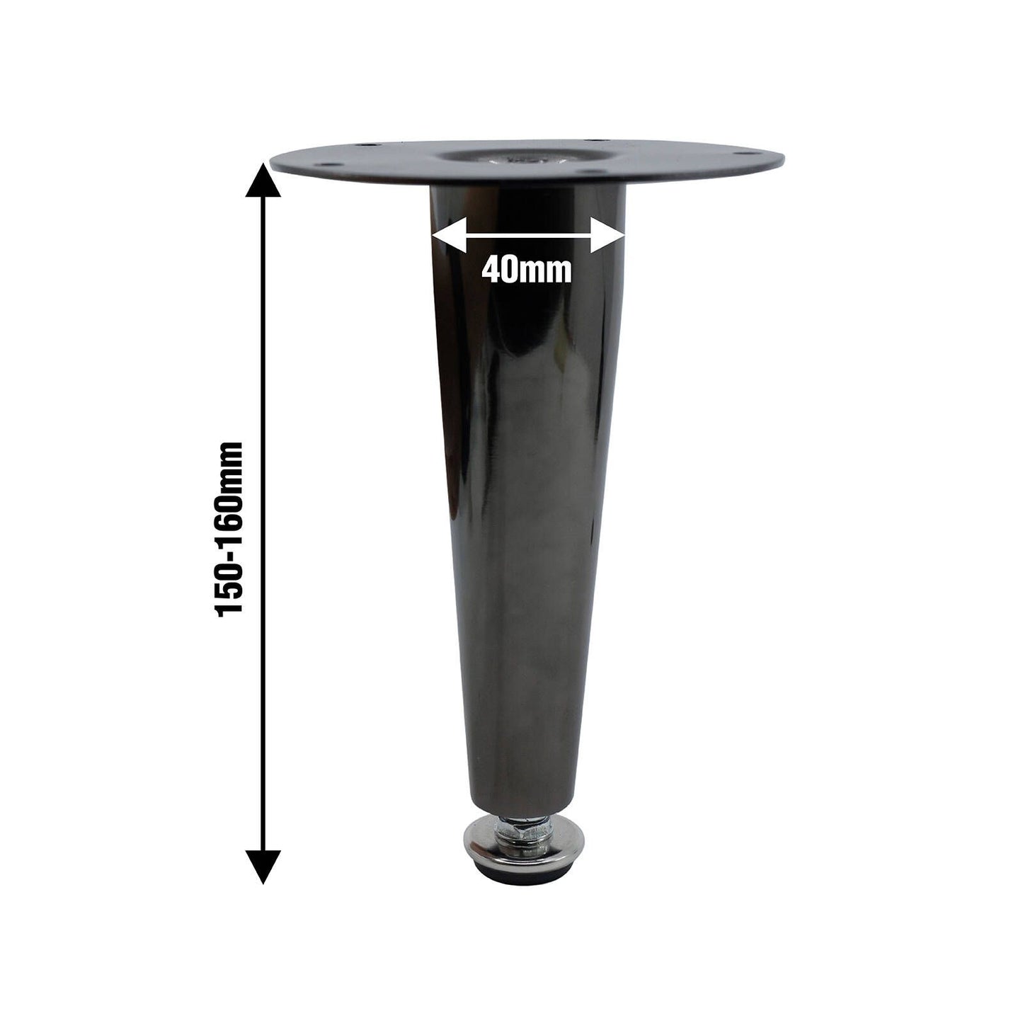 Adoored 150mm Black Nickel Tapered Metal Leg