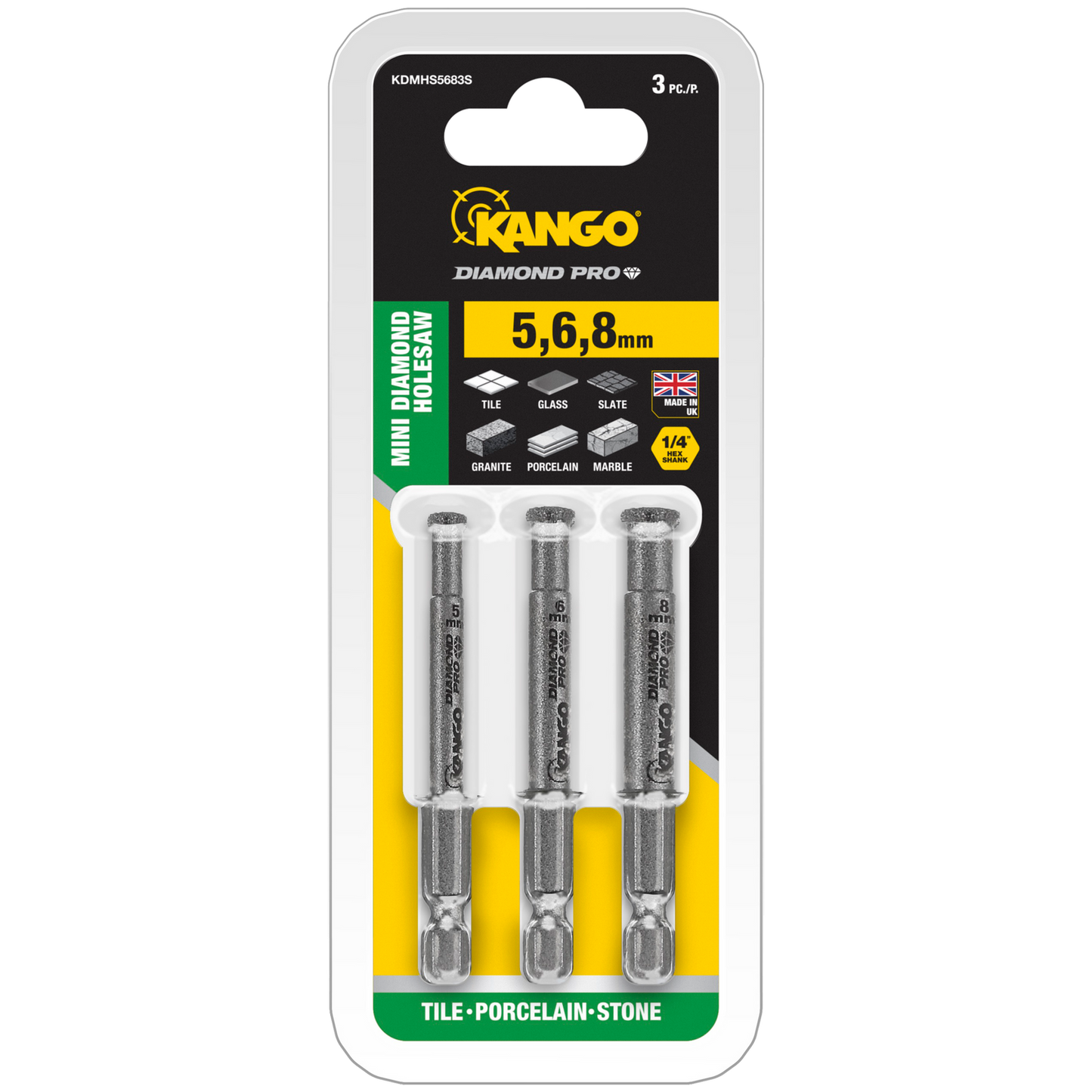 Kango Diamond Pro Mini Hole Saw - 5,6,8mm - 3 Pack