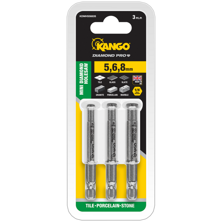Kango 5 6.8mm Diamond Pro Mini Diamond Hole Saw 3 Pack