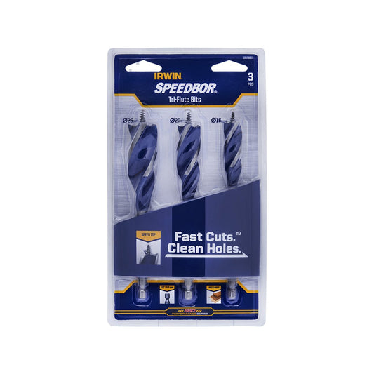 Irwin Speedbor Max Auger Bit Set - 16 20 25mm - Steel - Fast Chip Ejection