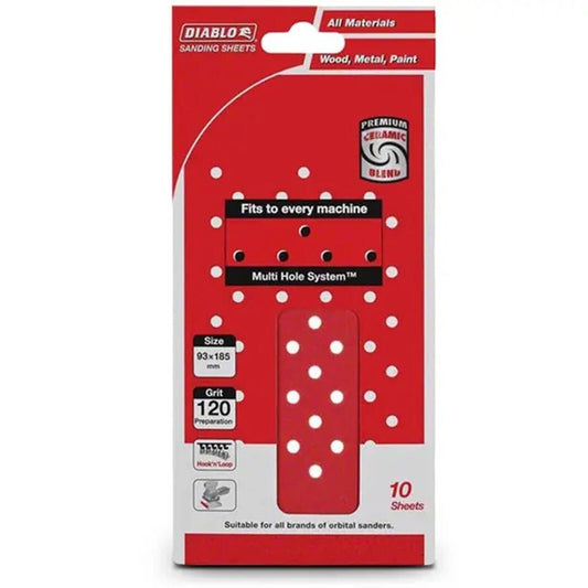 Diablo Abrasive Orbital Sheet - 93x185mm - 120 Grit - 10 Pack
