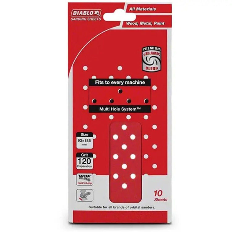 Diablo Abrasive Orbital Sheet - 93x185mm - 120 Grit - 10 Pack