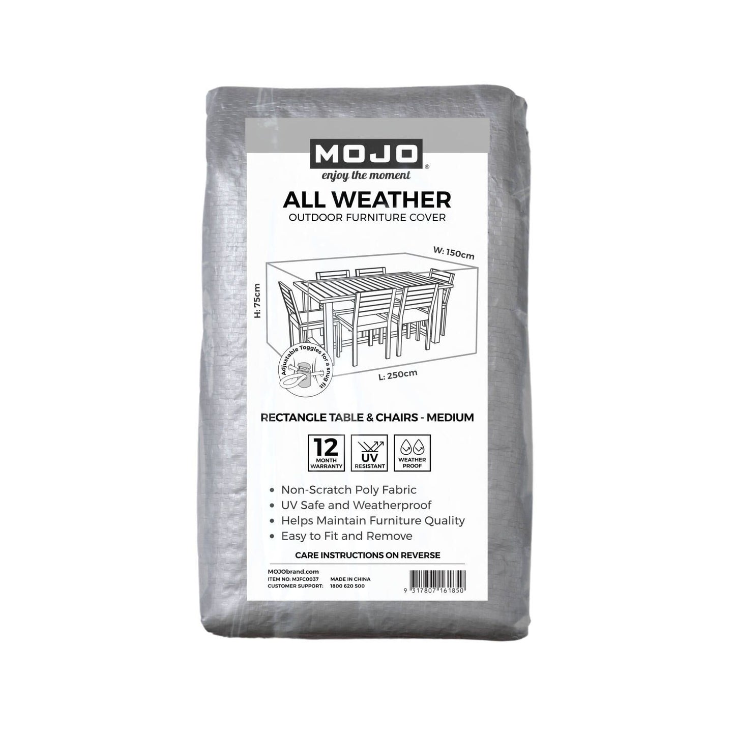 Mojo Medium Rectangle Table & Chairs Cover - 2500 x 750 x 1500mm