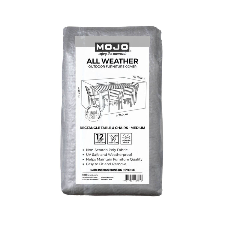 Mojo Medium Rectangle Table & Chairs Cover - 2500 x 750 x 1500mm