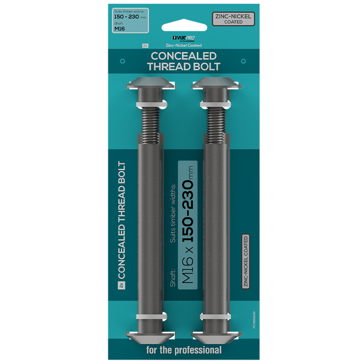 Vuepro M16 Concealed Thread Bolt - M16x150-230mm - 2 Pack