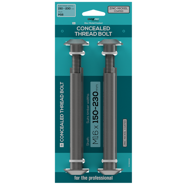 Vuepro M16 Concealed Thread Bolt - M16x150-230mm - 2 Pack