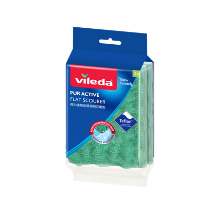 Vileda Pur Active Non Scratch Flat Scourer - 2 Pack